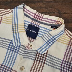 Tommy Bahama Island Zone Mens 3XL Silk Blend Multicolor Plaid Button Shirt